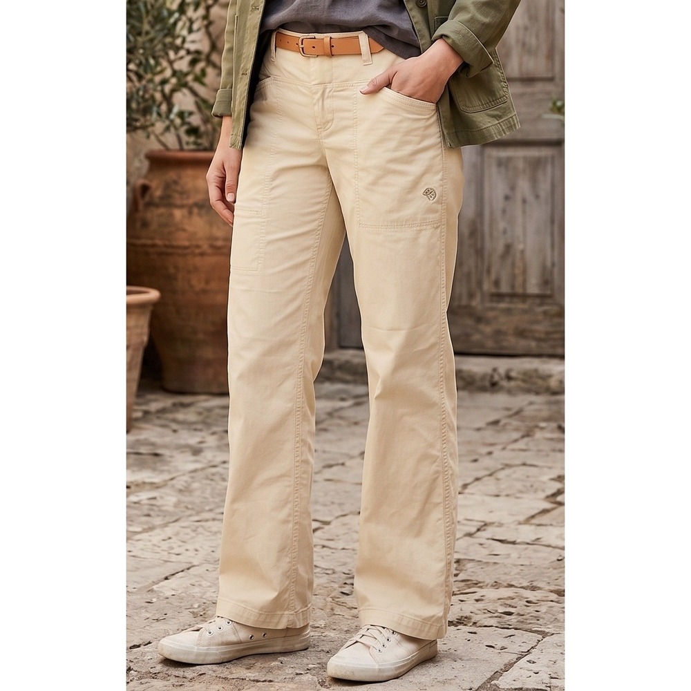 Mountain Hardwear Hiking Pants Womens 8 Tan Straight Leg Outdoor Stretch Pockets
